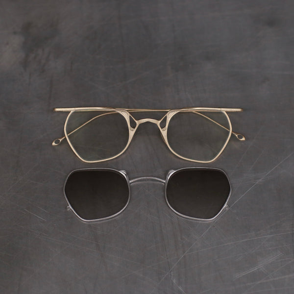 Rigards X TVA Joint RG1999TVA Series Special Shaped Double-layer Sunglasses RG-RG1999TVA-GJTTMQH Antique Gold + Titanium / Transparent + Light Gray Lenses